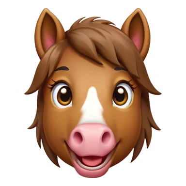 Cinematic Comical Brown Welsh Pony Portrait Emoji, Head tilted dramatically with an exaggeratedly amused expression, featuring a robust, glossy brown color, wide, comically expressive eyes full of playful disbelief, and a subtly animated, perky head, Simplified yet hilariously expressive features, highly detailed, glowing with a slightly sassy earthy glow, high shine, dramatic yet playful, stylized with an air of cheeky equine mischief, soft glowing outline, capturing the essence of a meme-worthy brown Welsh pony that looks ready to trot its way into viral fame! sticker