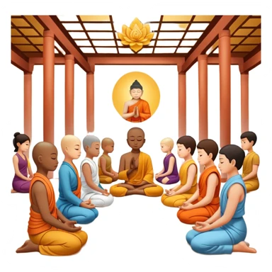 people praying in a Buddhist temple sticker