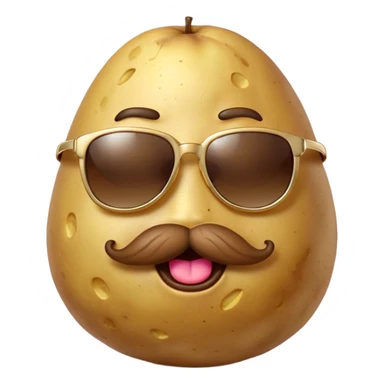 Golden potato with mustche and snglasses laughing with tears sticker