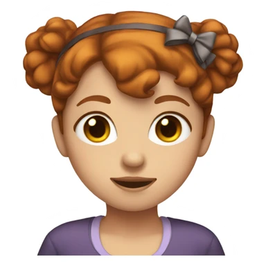 A girl with dark ginger hair and a bow on her head sticker