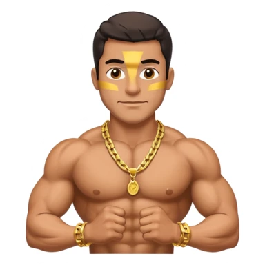 smug muscular shirtless colombian flexing with gold chain sticker