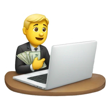 man with laptop and cash sticker