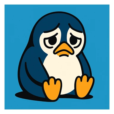 a penguin with a sad expression, vibrant toon style sticker