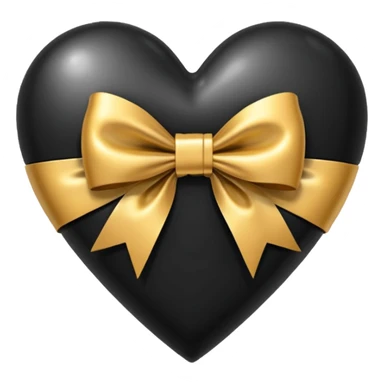 glossy patchwork black heart with a gold bow and heart pattern on the bow sticker