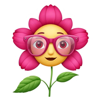 a pink flower wearing red glassess sticker