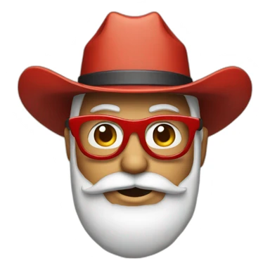 Santa red with glasses and a cowboy hat sticker