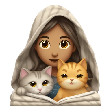 Girl with cat and journal cozy in blanket sticker