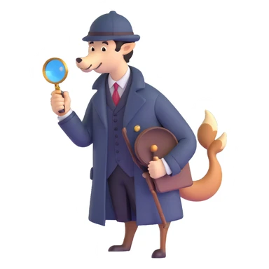 Sherlock Holmes with deerstalker hat and magnifying glass sticker