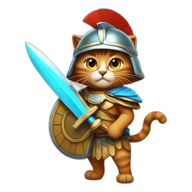 brown cat dressed as an greek hoplite sticker