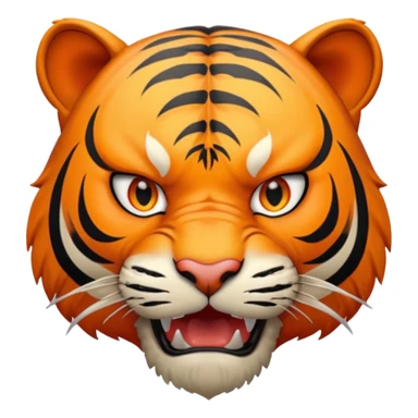 angry tiger with fangs, front face  sticker