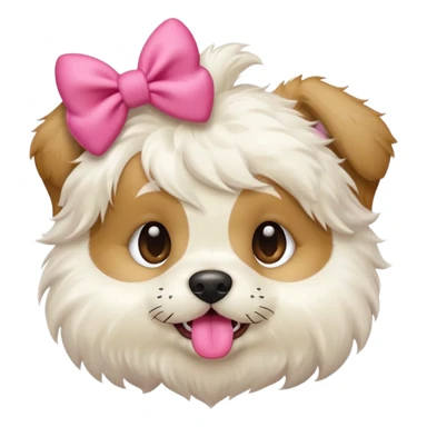 This puppy HEAD 🐶 with a pink bow and tongue out, please in apple ios emoji stylem sticker