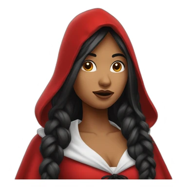 red-ridding-hood-with-long-black-strait-hair-with-white-break sticker