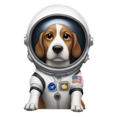 A dog wearing austronaut uniform sticker