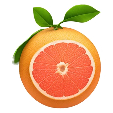 Grapefruit with leaves one of grapefruits cut sticker