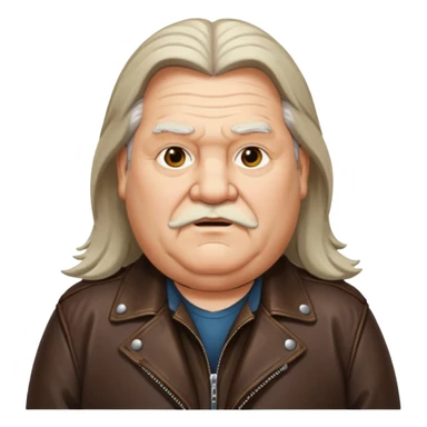 Long hair old fat men in leather jacket sticker