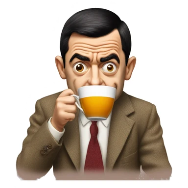 Mr.Bean drinking a cup of tea sticker