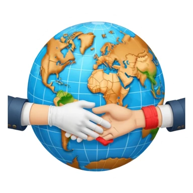 instead of two hands holding a globe, we have two hands handshaking in front of a globe. And in the background, we can see that the globe has a bandage or something. The handshake shows negotiation and the bandage around the globe shows improvement on climate change. Negotiation and climate change.  sticker