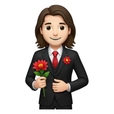 long haired man with flower in his suit pocket sticker