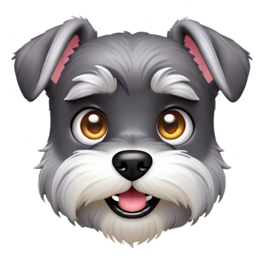 Cinematic Comical Miniature Schnauzer Portrait Emoji, Head tilted dramatically with a comically shocked expression and large, animated eyes, featuring a sharply defined salt-and-pepper fur with exaggerated, humorous eyebrows, simplified yet hilariously detailed, glowing with a bold, playful radiance, high shine, exuding a spirited and cheeky charm, styled with a soft glowing outline, capturing the essence of a Miniature Schnauzer that appears ready to dash into a burst of comic energy! sticker