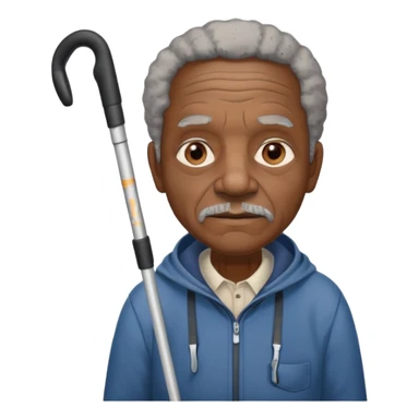 Old black man with crutches sticker