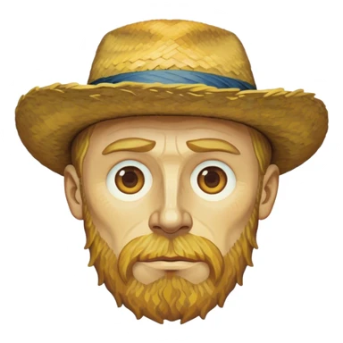 Cinematic Realistic Vincent van Gogh Portrait Emoji, depicted as the iconic artist with expressive brushstrokes and soulful eyes, rendered with rich textured detail and dynamic emotive lighting that captures his creative genius. sticker
