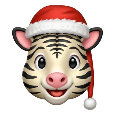 zebra wearing red hat of santa claus sticker