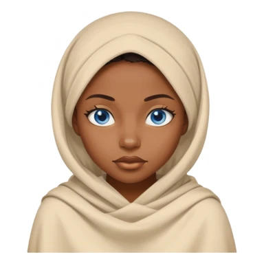 blue eyed desert black woman cowered with creme cloth sticker