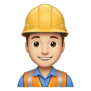 engineer emoji, wearing a hard hat, smiling sticker