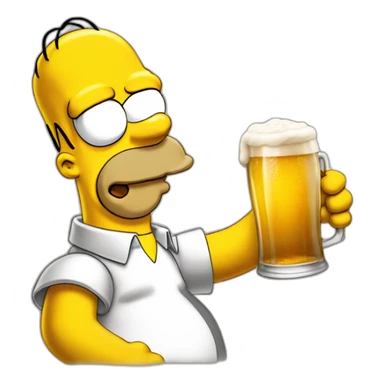 Homer simpson with a beer sticker