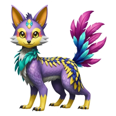 Colorful Meloetta-Lykoi-Sergal-Renamon-Pokémon-Digimon-Fakémon-fusion-hybrid-creature sticker