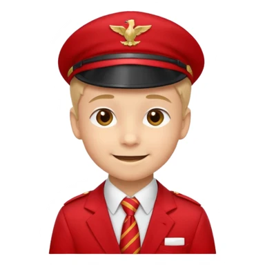 A Soviet pioneer emoji — smiling young boy wearing a bright red tie (pioneer neckerchief) and a red pilotka cap. White shirt, neat and cheerful, minimal flat emoji style, simple colors, clear outlines, professional emoji design. sticker