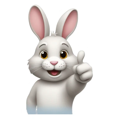 Rabbit with a thumbs up sticker