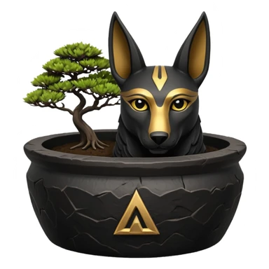  Comforting black fur Anubis brand cracked bonsai pot  sticker