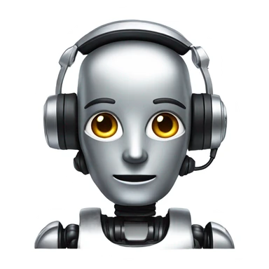 Robot facing forward wearing headset sticker