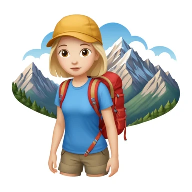 girl back packing mountains background  sticker