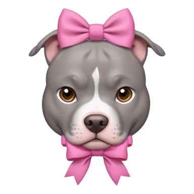 Grey pitbull with a pink bow sticker