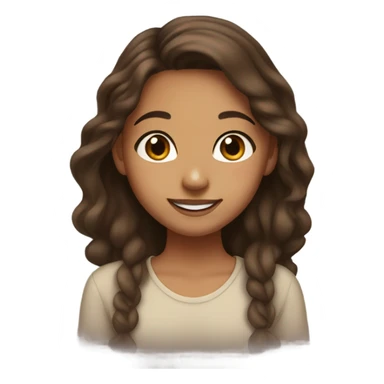 girl with olive skin, face freckles, brown eyes and long brown hair. smiling and has a nose piercing  sticker