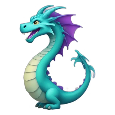 cyan dragon with purple hair sticker
