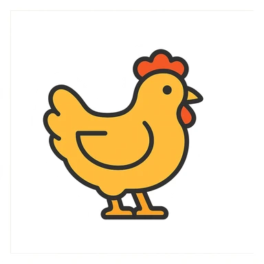chicken icon, rounded shapes, friendly and approachable, modern icon style sticker