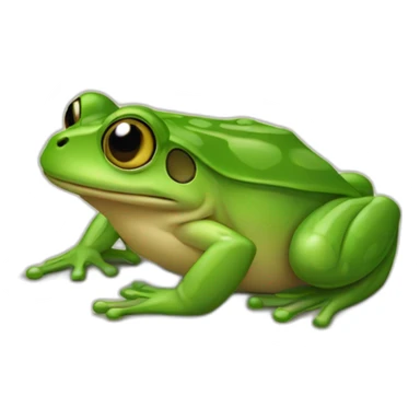 Une grenouille avec un caca sticker