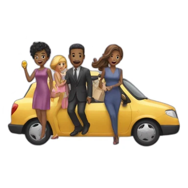 Five people is on their way to a fancy place sticker