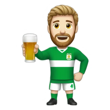 Irish man in argentina football uniform standing up cheering and drinking mate sticker