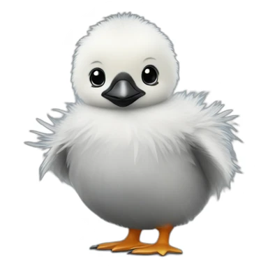 round body baby chick penguin with gray feathers sticker