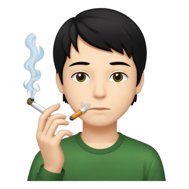 young boy with black long hair smoking weed sticker