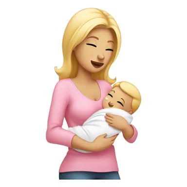 blonde woman breast feeding baby. light pink shirt sticker
