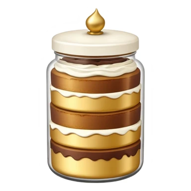 A layered little jar of cake that is gold outline black backround not colored in sticker
