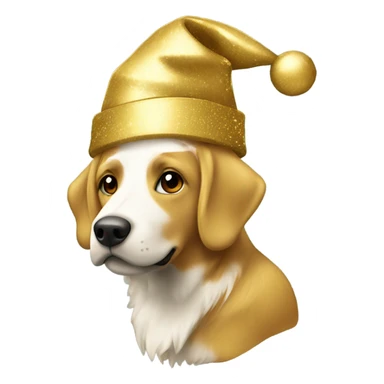 Golden retro with Christmas hat sticker