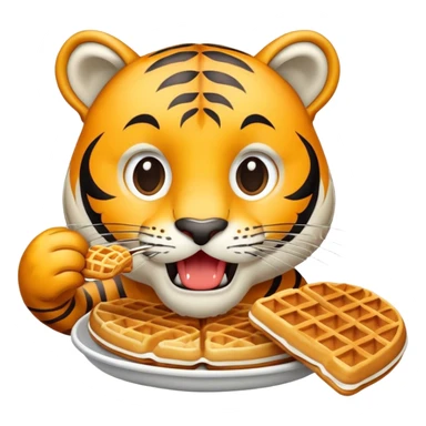 tiger eating waffle sticker