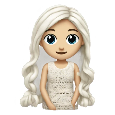 White straight haired Girl doing crochet sticker
