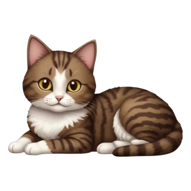 full body tiny short hair dark brown and white cat with hazel eyes lying down sticker